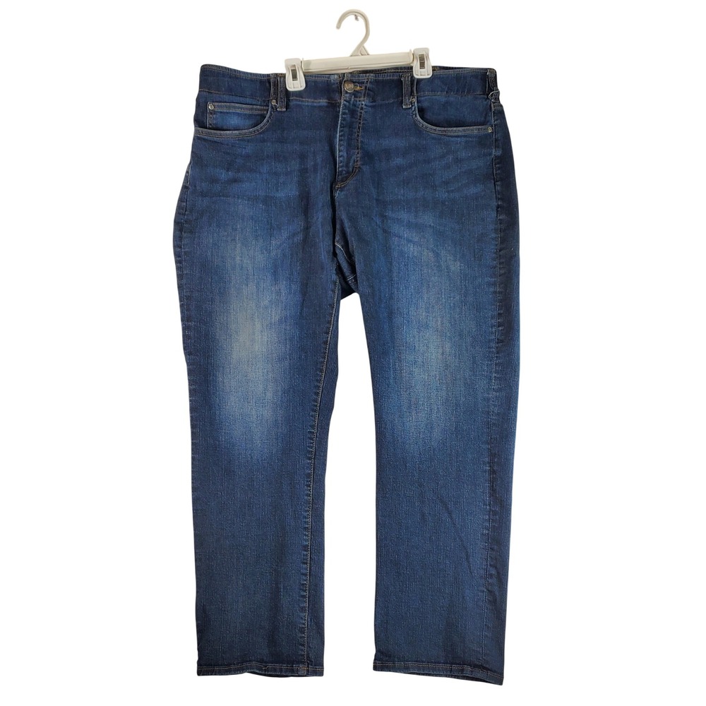 Lee Extreme Motion MVP Relaxed Straight Jeans Mens 42x30 Blue Stretch Denim